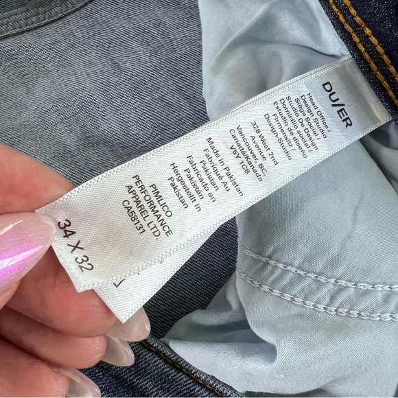 DU/ER Jeans Mens 34X32 L2X Relaxed Tapered Super Flexible Quick Dry H - Picture 5 of 10